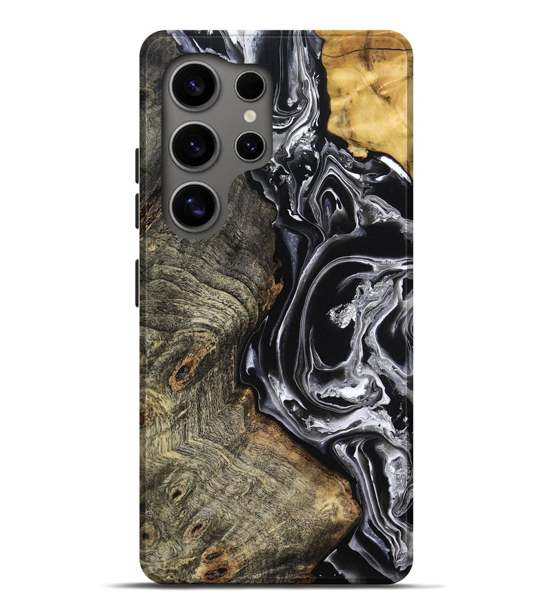 Galaxy S25 Ultra Wood Live Edge Phone Case - Kaiya (Black & White, 800723)