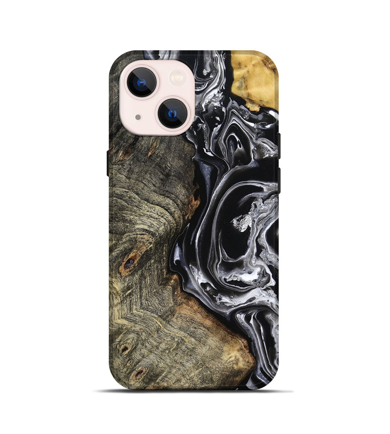 iPhone 13 mini Wood Live Edge Phone Case - Kaiya (Black & White, 800723)