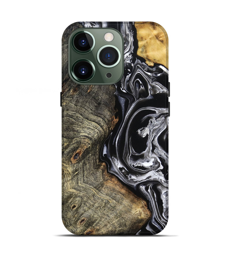 iPhone 13 Pro Wood Live Edge Phone Case - Kaiya (Black & White, 800723)
