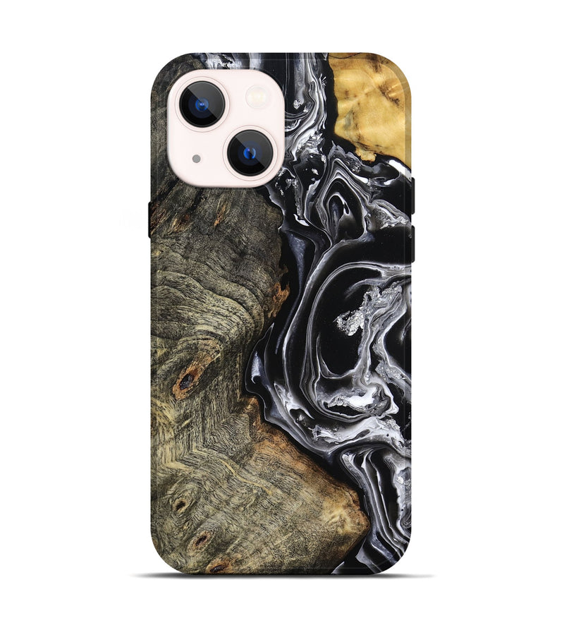 iPhone 14 Wood Live Edge Phone Case - Kaiya (Black & White, 800723)