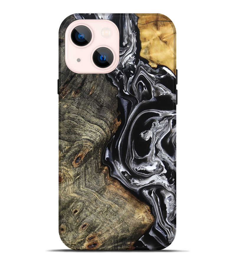 iPhone 14 Plus Wood Live Edge Phone Case - Kaiya (Black & White, 800723)