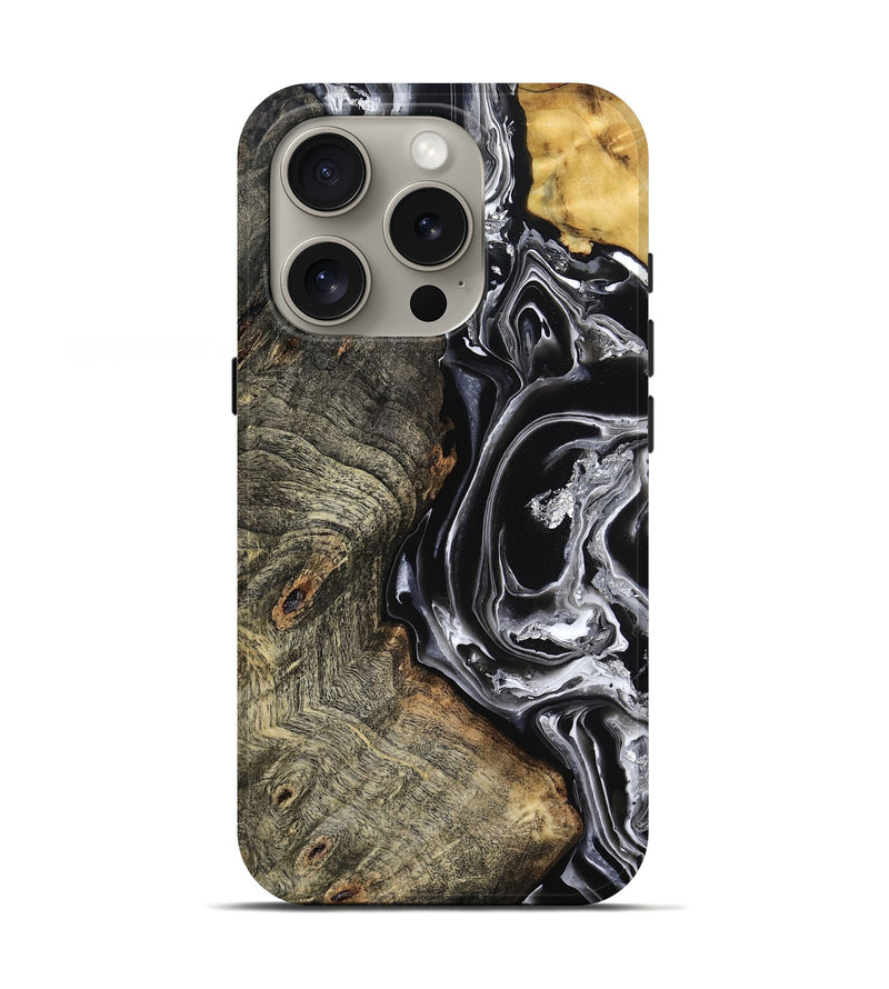 iPhone 16 Pro Wood Live Edge Phone Case - Kaiya (Black & White, 800723)