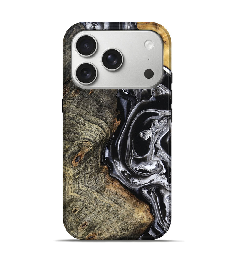 iPhone 17 Pro Wood Live Edge Phone Case - Kaiya (Black & White, 800723)