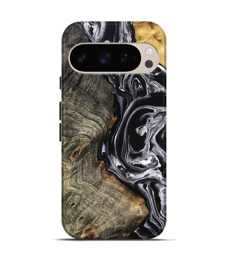 Pixel 9 Pro Wood Live Edge Phone Case - Kaiya (Black & White, 800723)