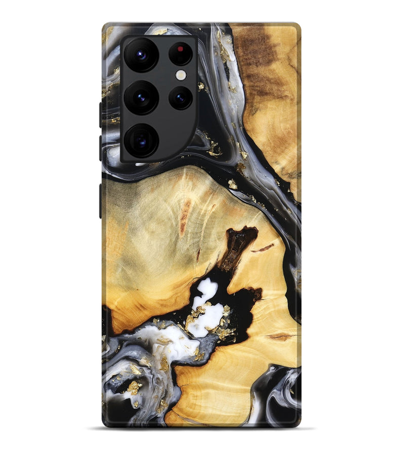 Galaxy S22 Ultra Wood Live Edge Phone Case - Ulises (Black & White, 800724)