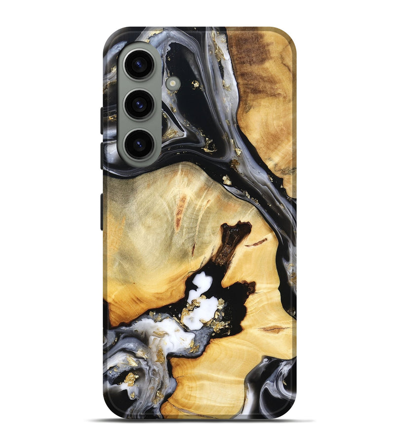 Galaxy S24 Plus Wood Live Edge Phone Case - Ulises (Black & White, 800724)