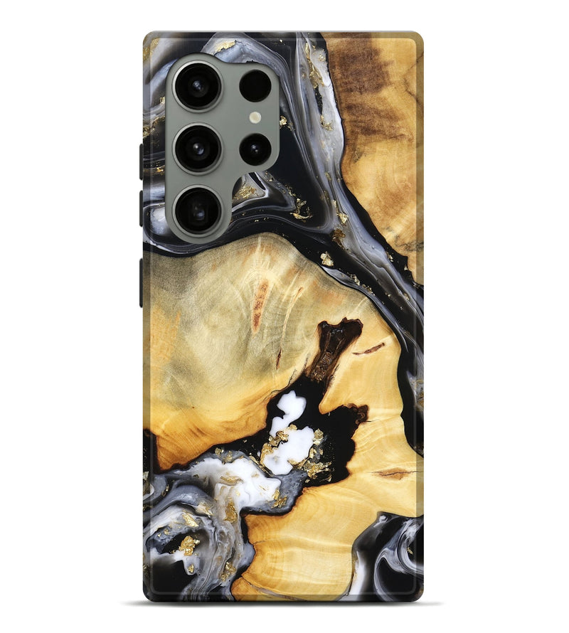 Galaxy S24 Ultra Wood Live Edge Phone Case - Ulises (Black & White, 800724)