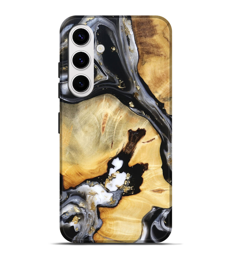Galaxy S25 Plus Wood Live Edge Phone Case - Ulises (Black & White, 800724)