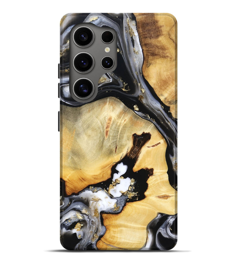 Galaxy S25 Ultra Wood Live Edge Phone Case - Ulises (Black & White, 800724)