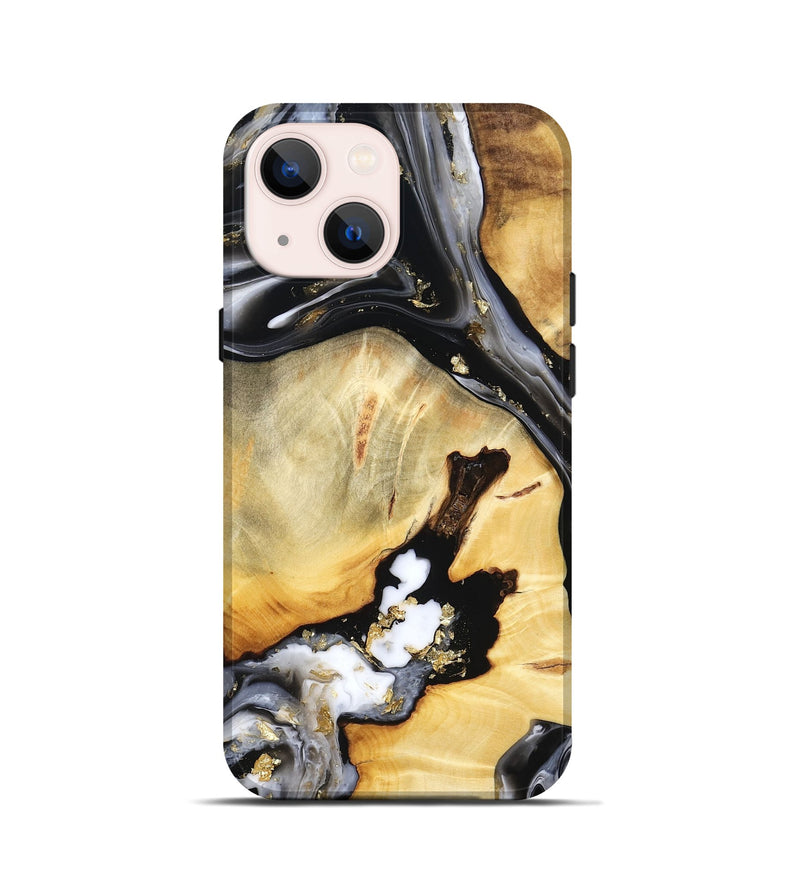 iPhone 13 mini Wood Live Edge Phone Case - Ulises (Black & White, 800724)