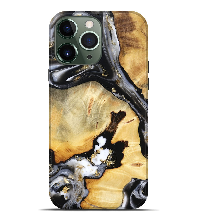iPhone 13 Pro Max Wood Live Edge Phone Case - Ulises (Black & White, 800724)