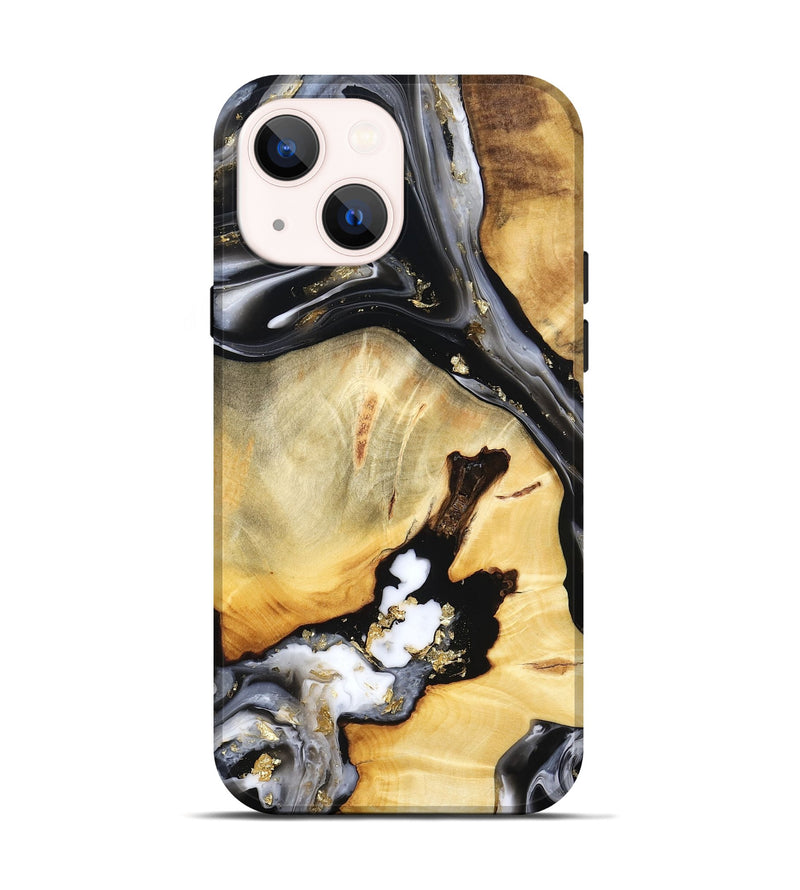 iPhone 14 Wood Live Edge Phone Case - Ulises (Black & White, 800724)