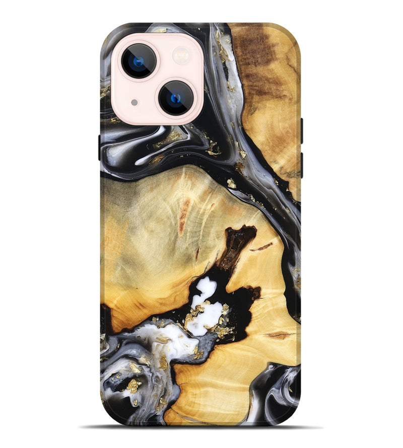 iPhone 14 Plus Wood Live Edge Phone Case - Ulises (Black & White, 800724)