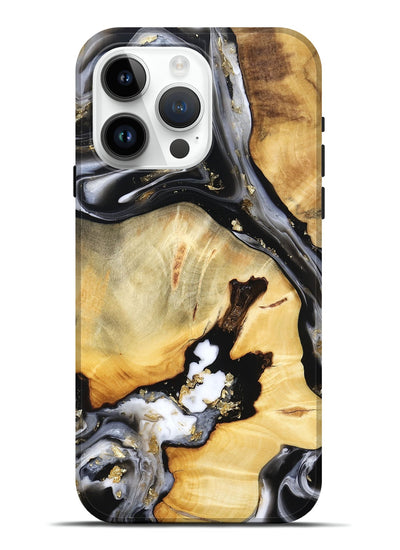 iPhone 15 Pro Max Wood Live Edge Phone Case - Ulises (Black & White, 800724)