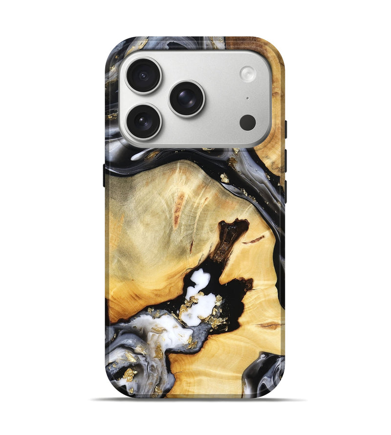 iPhone 17 Pro Wood Live Edge Phone Case - Ulises (Black & White, 800724)