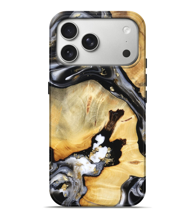 iPhone 17 Pro Max Wood Live Edge Phone Case - Ulises (Black & White, 800724)