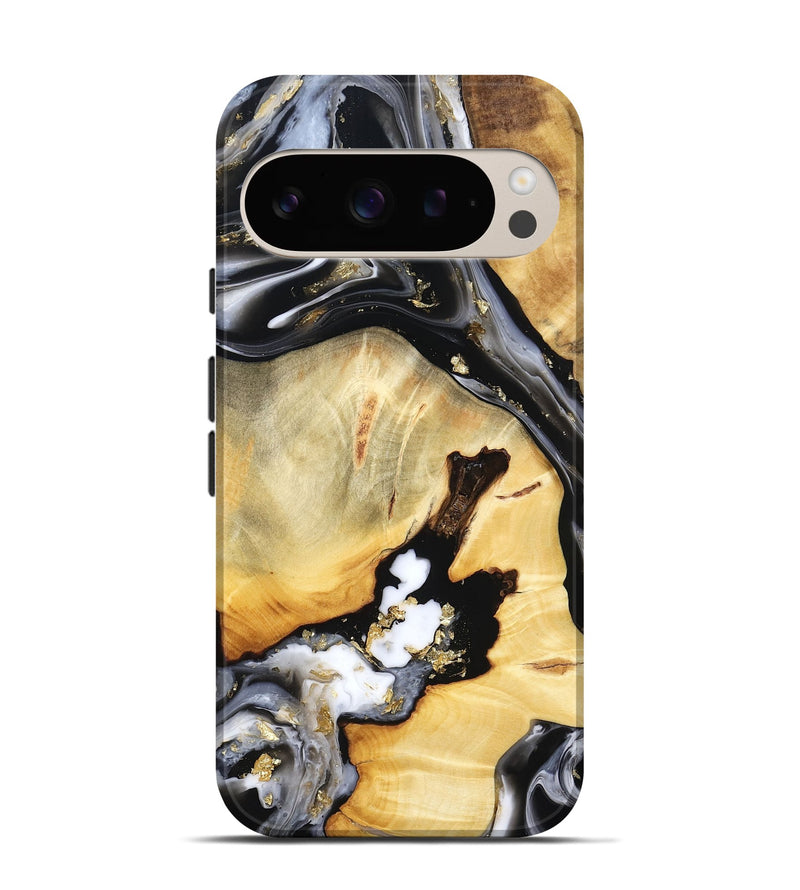 Pixel 9 Pro Wood Live Edge Phone Case - Ulises (Black & White, 800724)