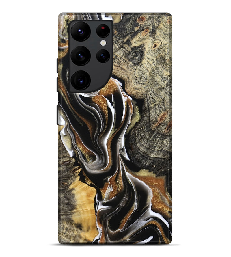 Galaxy S22 Ultra Wood Live Edge Phone Case - Tamiko (Black & White, 800725)