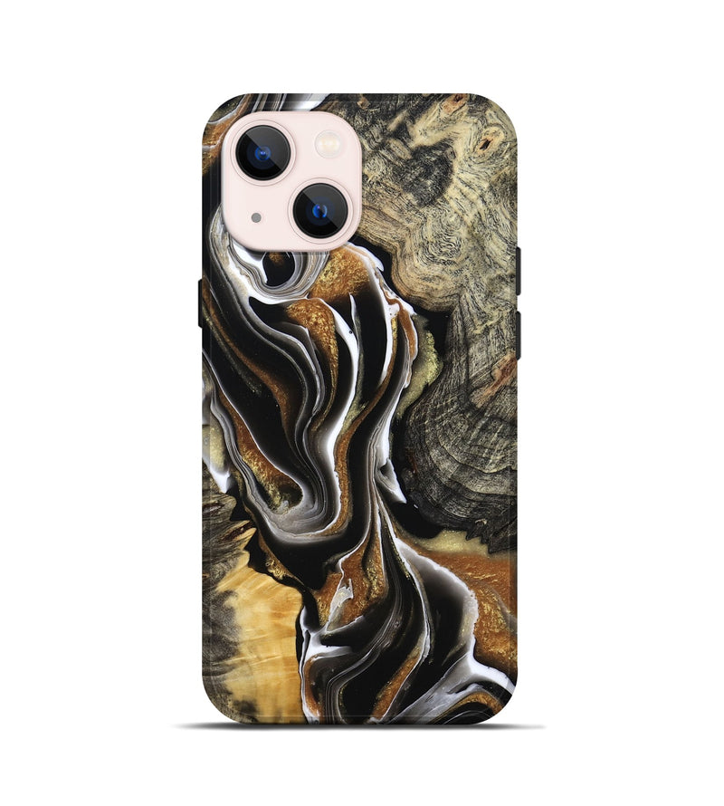 iPhone 13 mini Wood Live Edge Phone Case - Tamiko (Black & White, 800725)