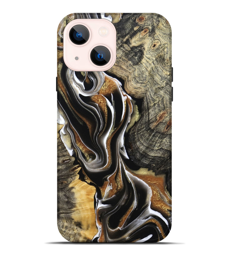 iPhone 14 Plus Wood Live Edge Phone Case - Tamiko (Black & White, 800725)