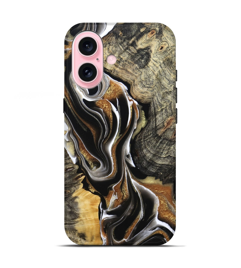 iPhone 17 Wood Live Edge Phone Case - Tamiko (Black & White, 800725)