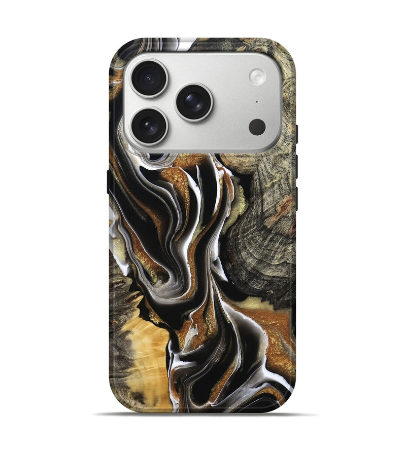 iPhone 17 Pro Wood Live Edge Phone Case - Tamiko (Black & White, 800725)