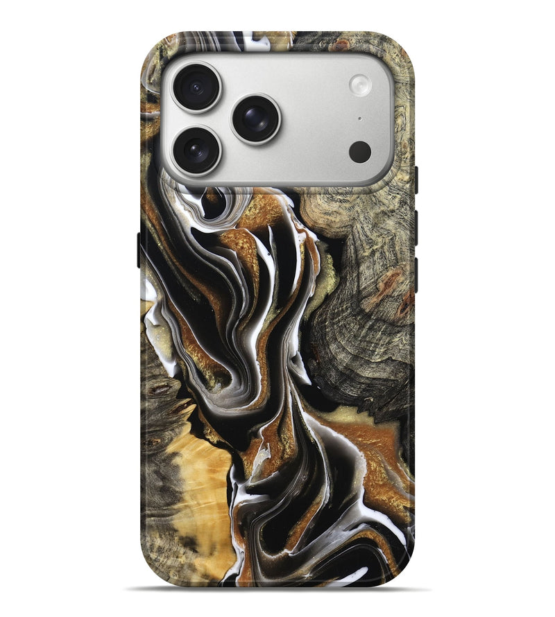 iPhone 17 Pro Max Wood Live Edge Phone Case - Tamiko (Black & White, 800725)