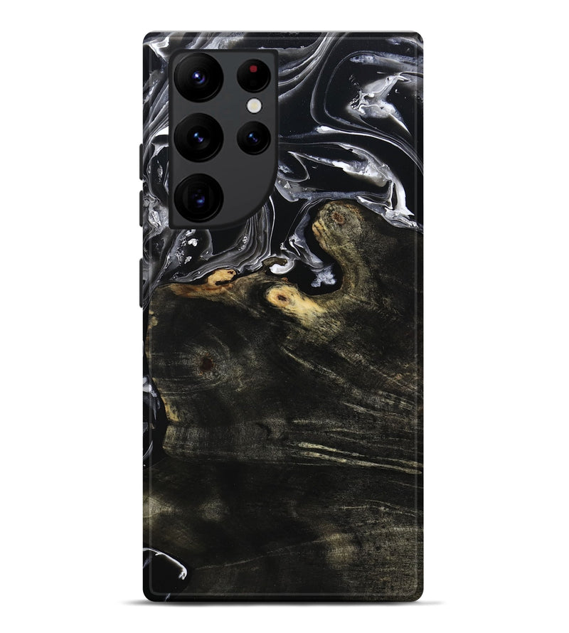 Galaxy S22 Ultra Wood Live Edge Phone Case - Jett (Black & White, 800726)