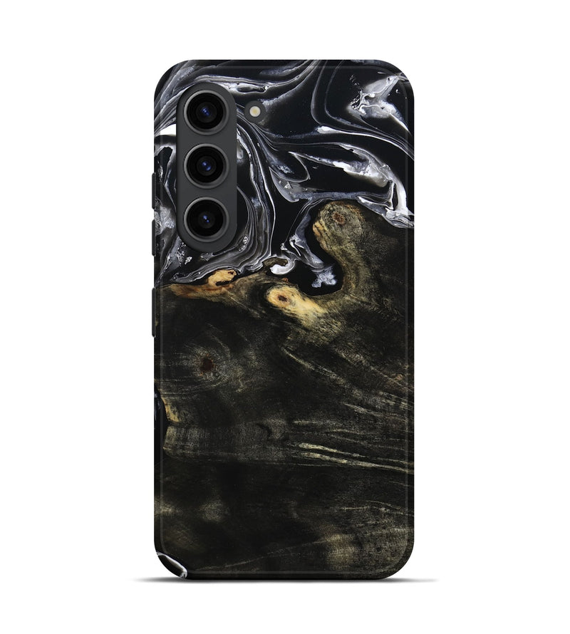 Galaxy S23 Wood Live Edge Phone Case - Jett (Black & White, 800726)
