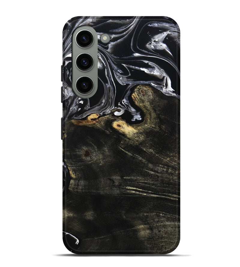 Galaxy S23 Plus Wood Live Edge Phone Case - Jett (Black & White, 800726)