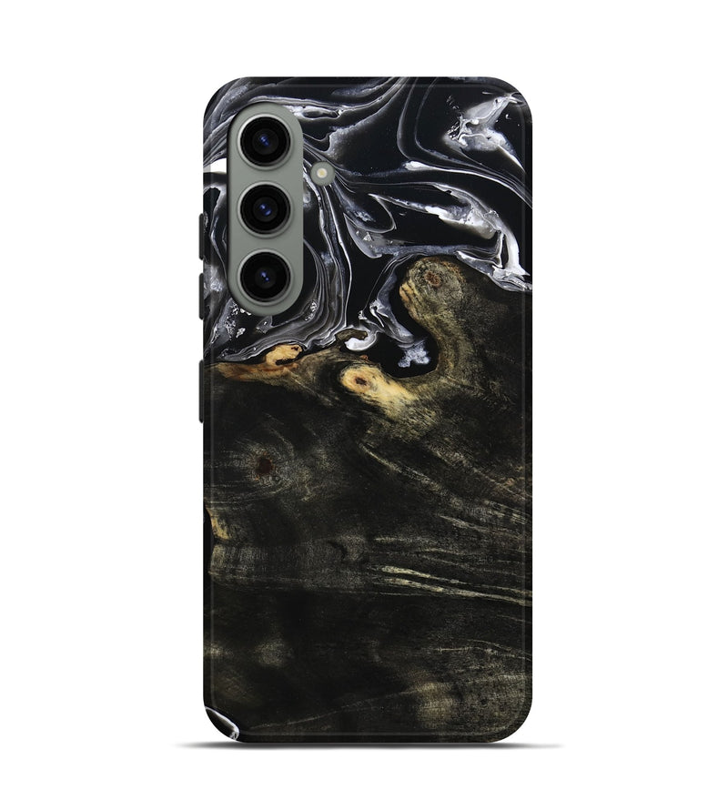 Galaxy S24 Wood Live Edge Phone Case - Jett (Black & White, 800726)