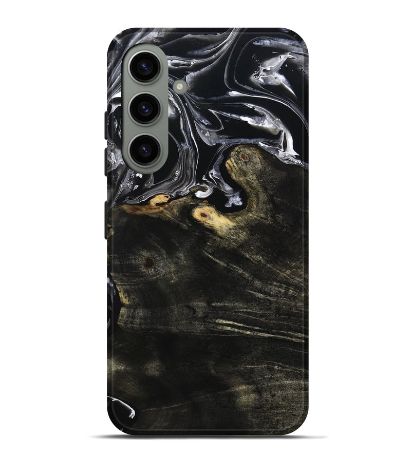 Galaxy S24 Plus Wood Live Edge Phone Case - Jett (Black & White, 800726)