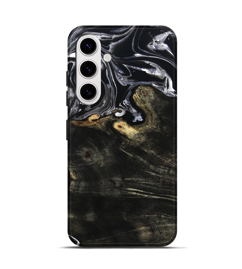 Galaxy S25 Wood Live Edge Phone Case - Jett (Black & White, 800726)