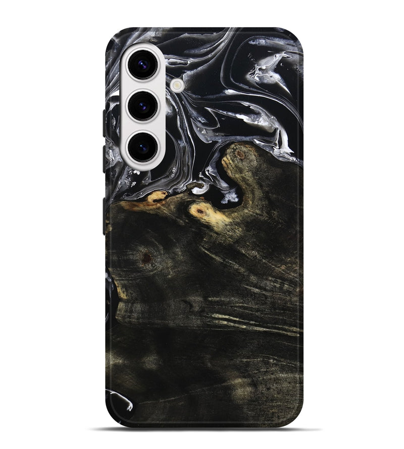 Galaxy S25 Plus Wood Live Edge Phone Case - Jett (Black & White, 800726)