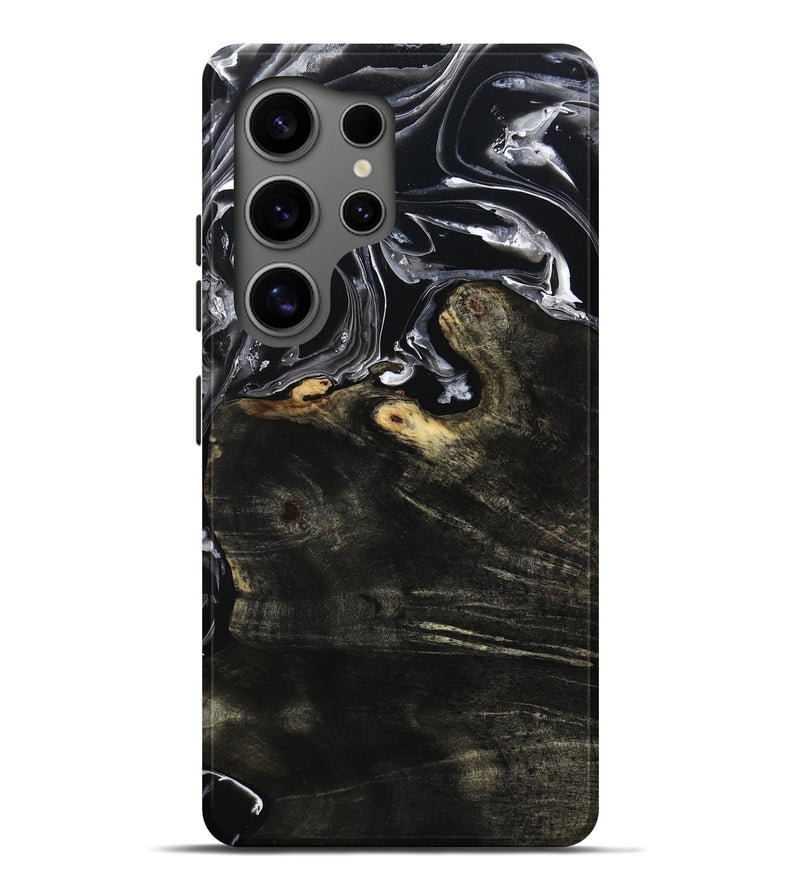 Galaxy S25 Ultra Wood Live Edge Phone Case - Jett (Black & White, 800726)