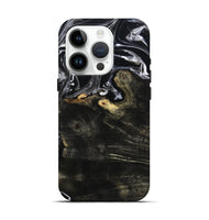 iPhone 15 Pro Wood Live Edge Phone Case - Jett (Black & White, 800726)