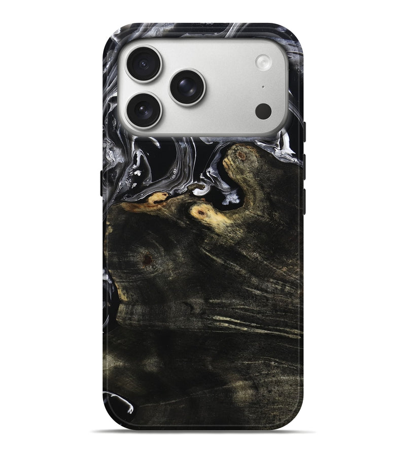 iPhone 17 Pro Max Wood Live Edge Phone Case - Jett (Black & White, 800726)