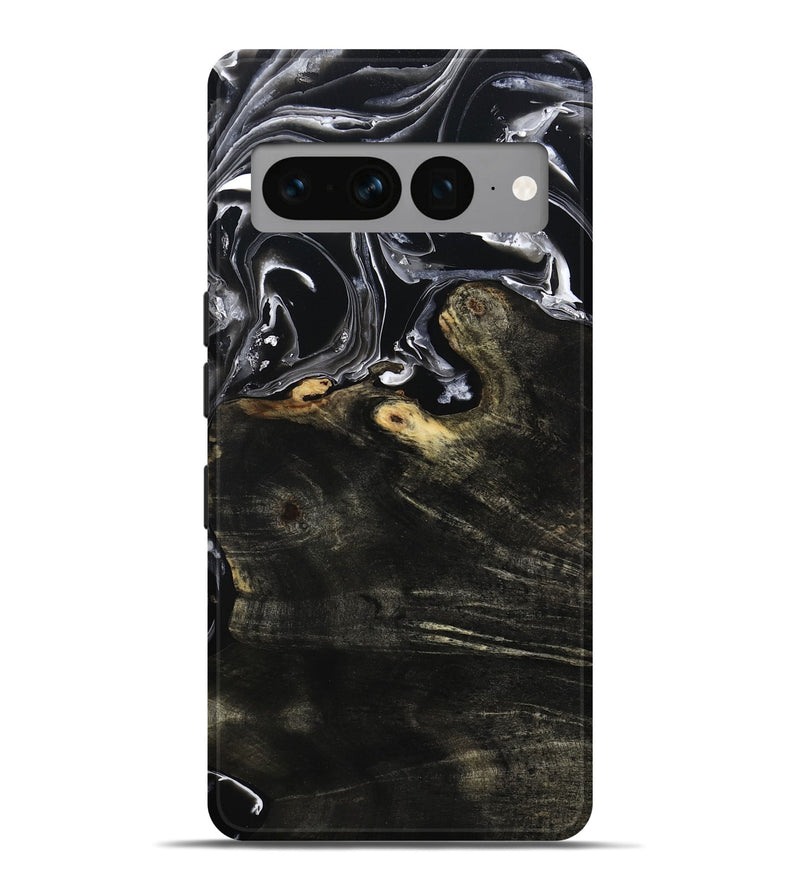 Pixel 7 Pro Wood Live Edge Phone Case - Jett (Black & White, 800726)