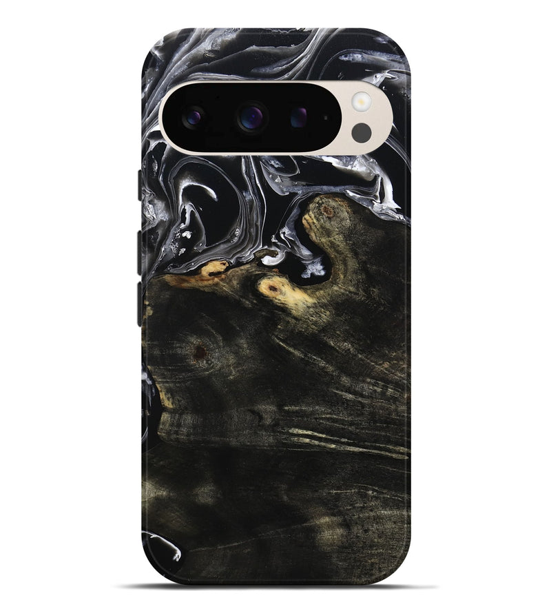 Pixel 9 Pro XL Wood Live Edge Phone Case - Jett (Black & White, 800726)
