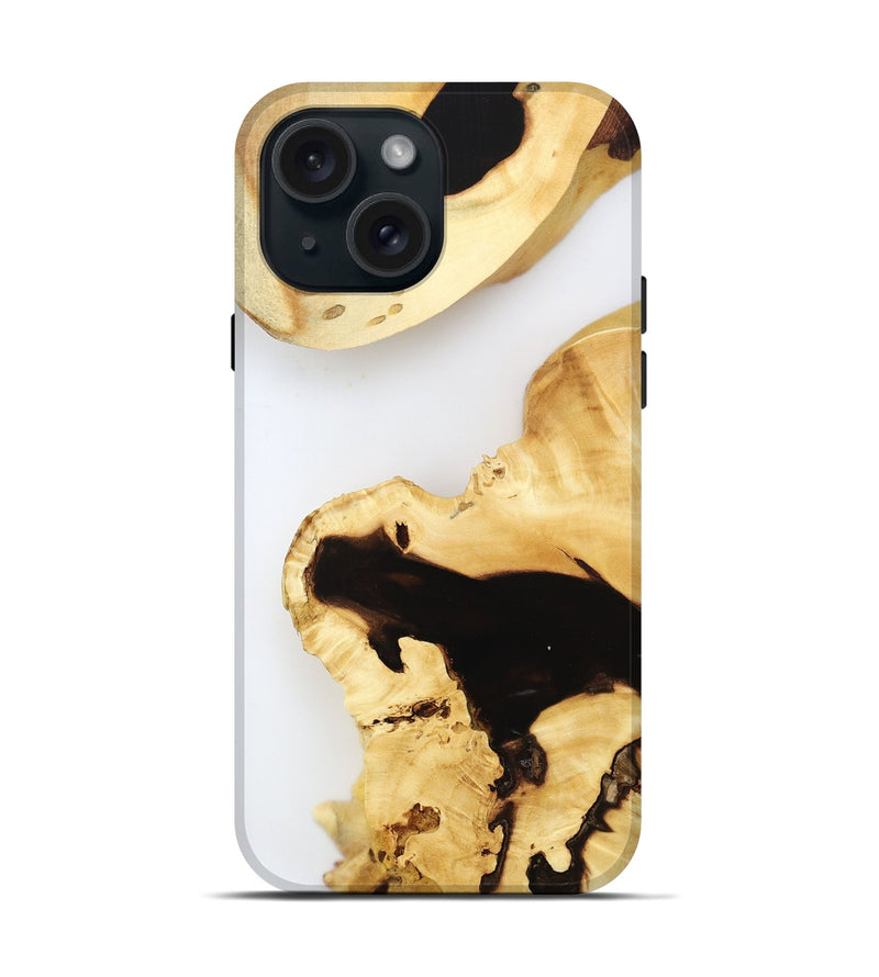 iPhone 15 Wood Live Edge Phone Case - Ares (Clear, 800728)