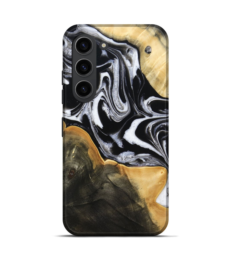 Galaxy S23 Wood Live Edge Phone Case - Haley (Black & White, 800730)