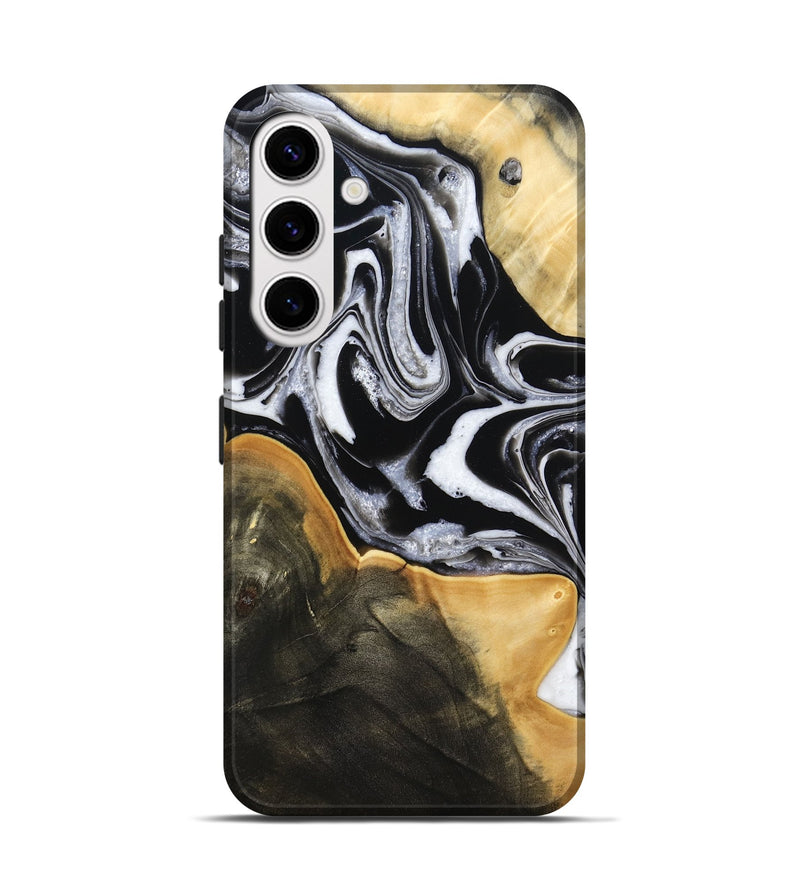 Galaxy S25 Wood Live Edge Phone Case - Haley (Black & White, 800730)