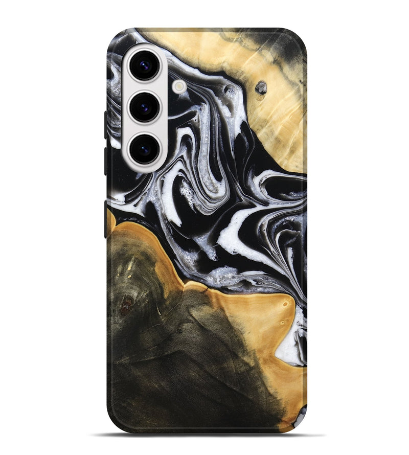 Galaxy S25 Plus Wood Live Edge Phone Case - Haley (Black & White, 800730)