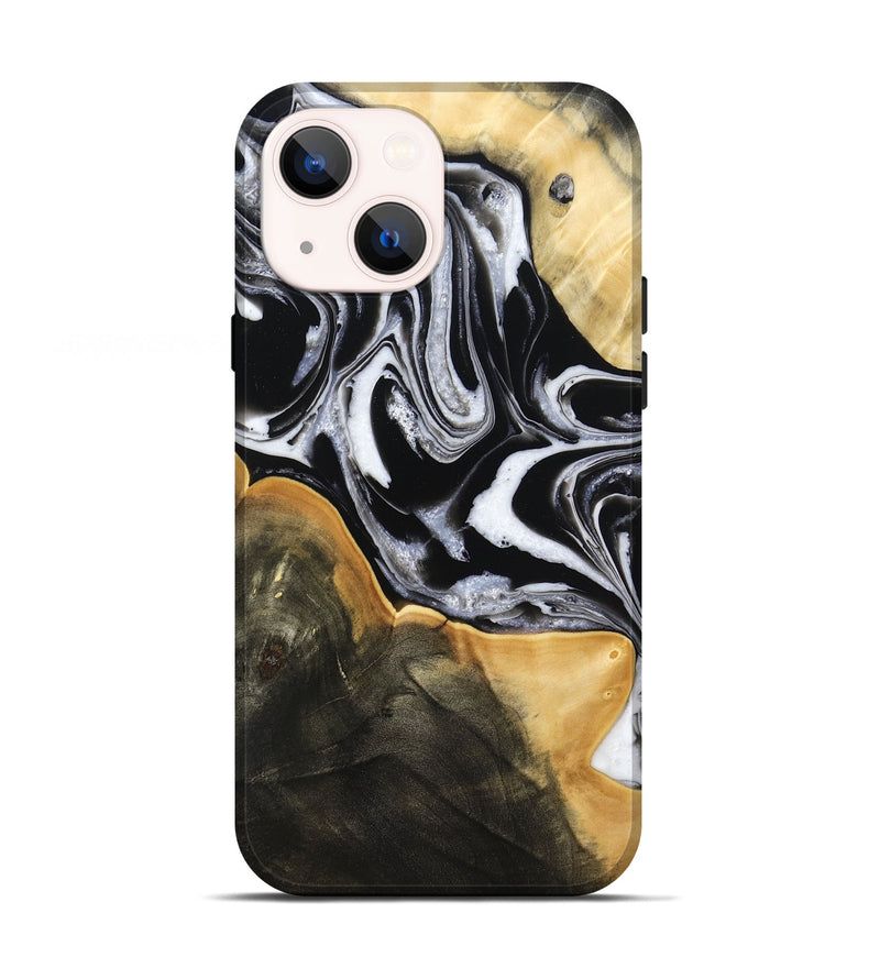 iPhone 13 Wood Live Edge Phone Case - Haley (Black & White, 800730)