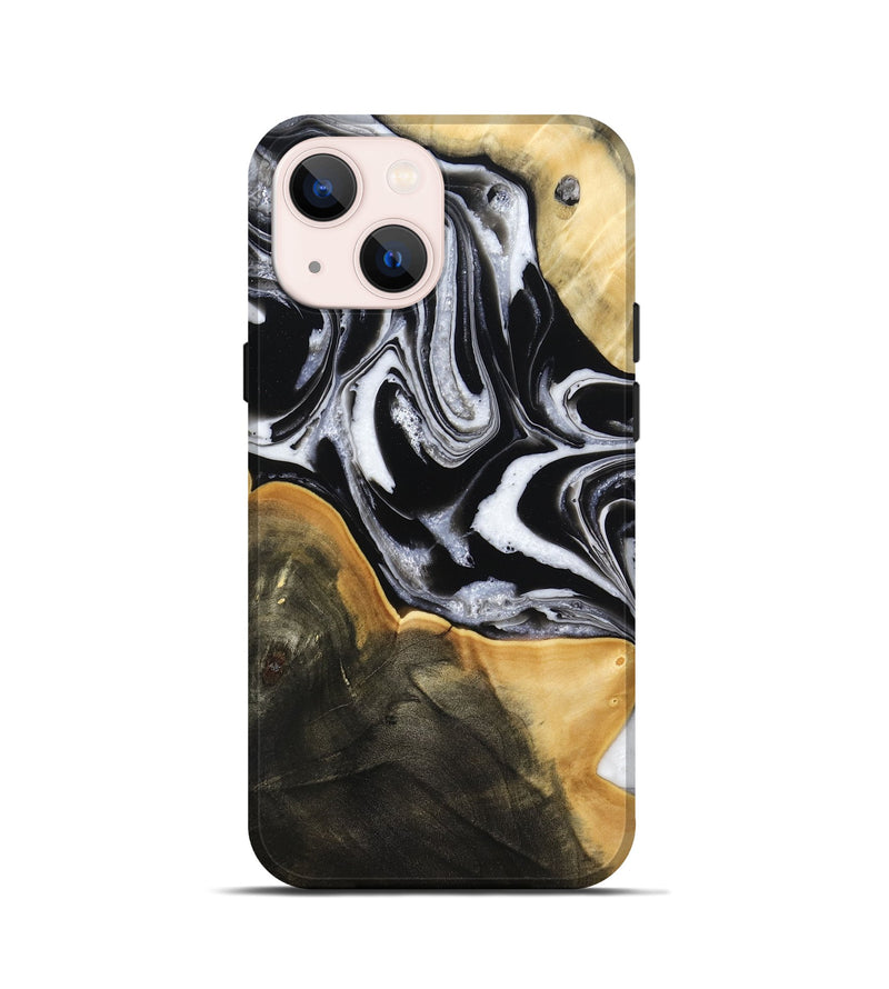 iPhone 13 mini Wood Live Edge Phone Case - Haley (Black & White, 800730)