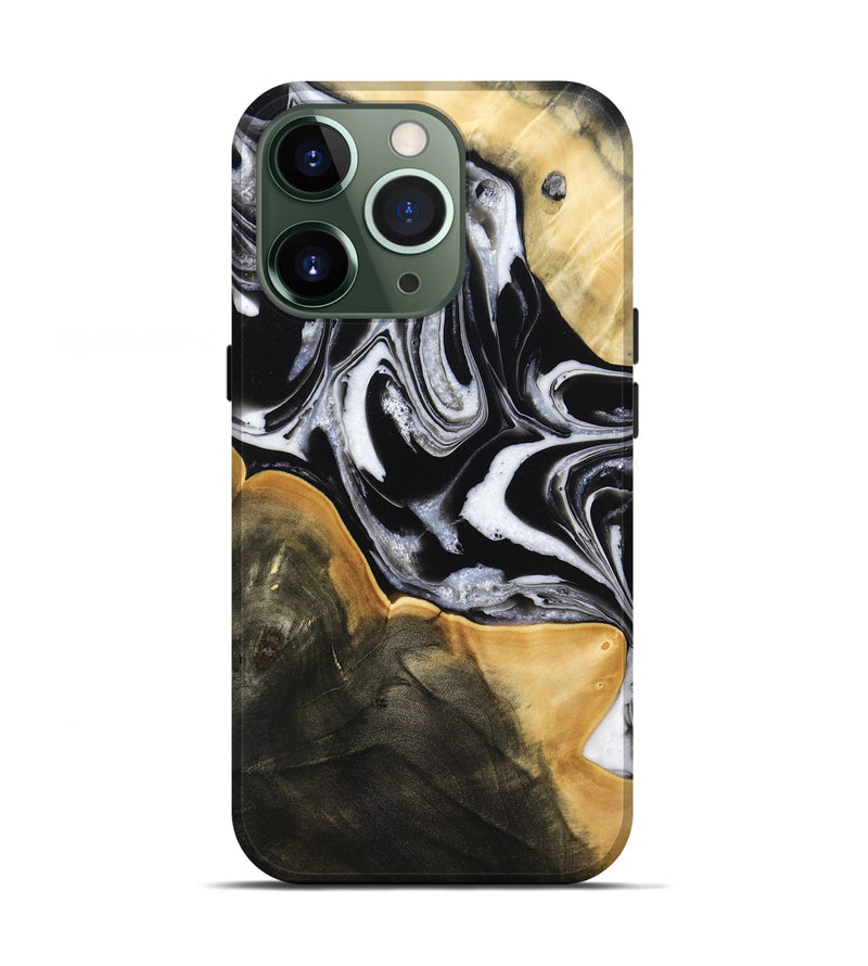 iPhone 13 Pro Wood Live Edge Phone Case - Haley (Black & White, 800730)