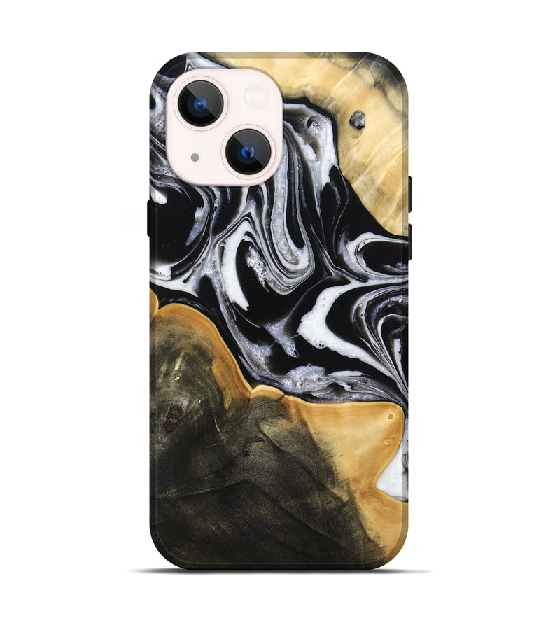 iPhone 14 Wood Live Edge Phone Case - Haley (Black & White, 800730)