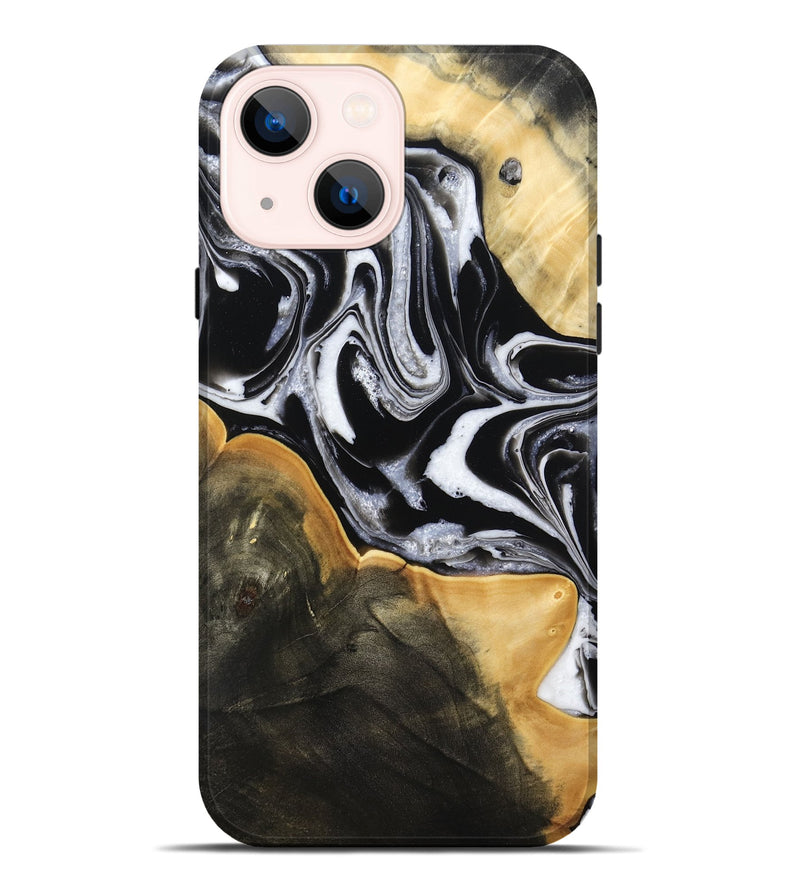 iPhone 14 Plus Wood Live Edge Phone Case - Haley (Black & White, 800730)