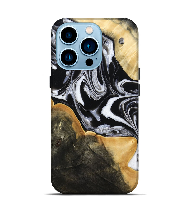 iPhone 14 Pro Wood Live Edge Phone Case - Haley (Black & White, 800730)