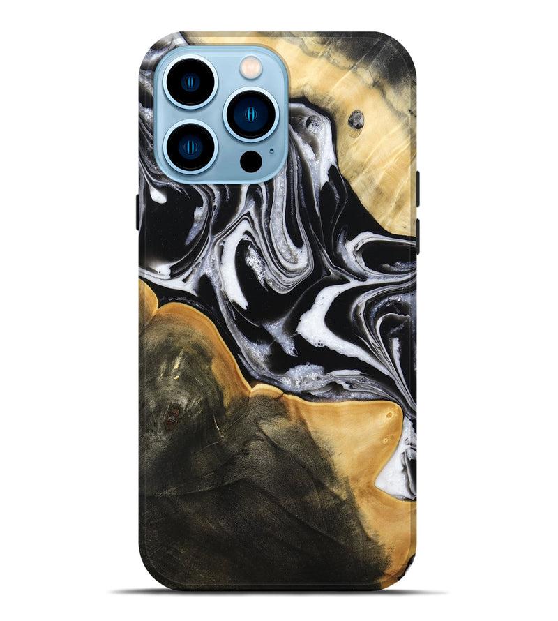 iPhone 14 Pro Max Wood Live Edge Phone Case - Haley (Black & White, 800730)